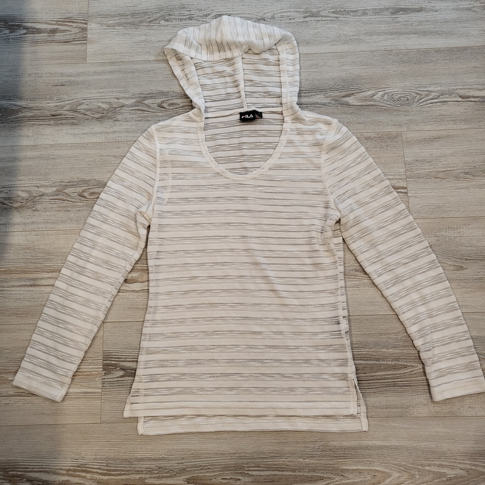 Fila Women's White and Gray Hoodie